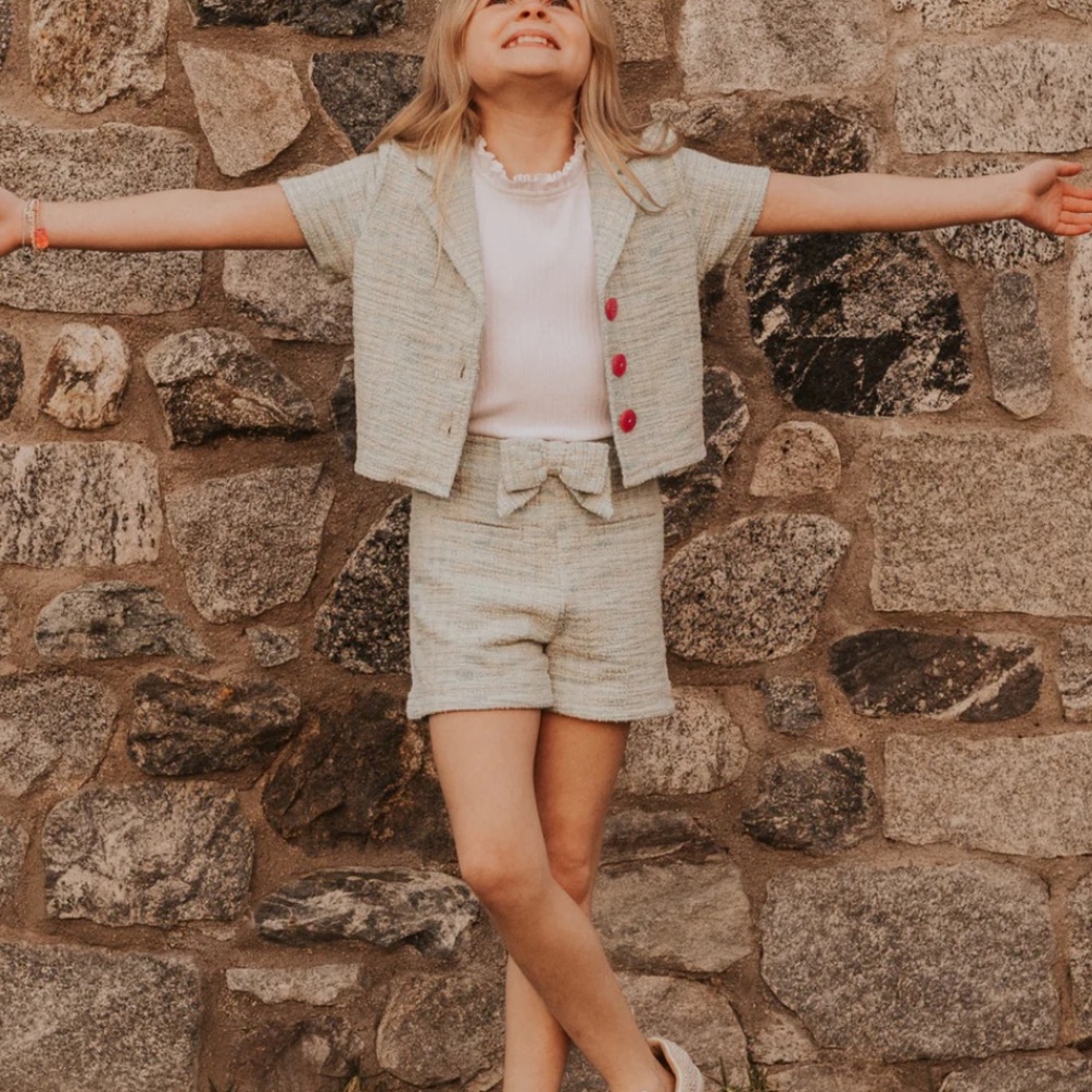 Finding Foxtale Chic Tweed Three-Piece Set with Pink Buttons